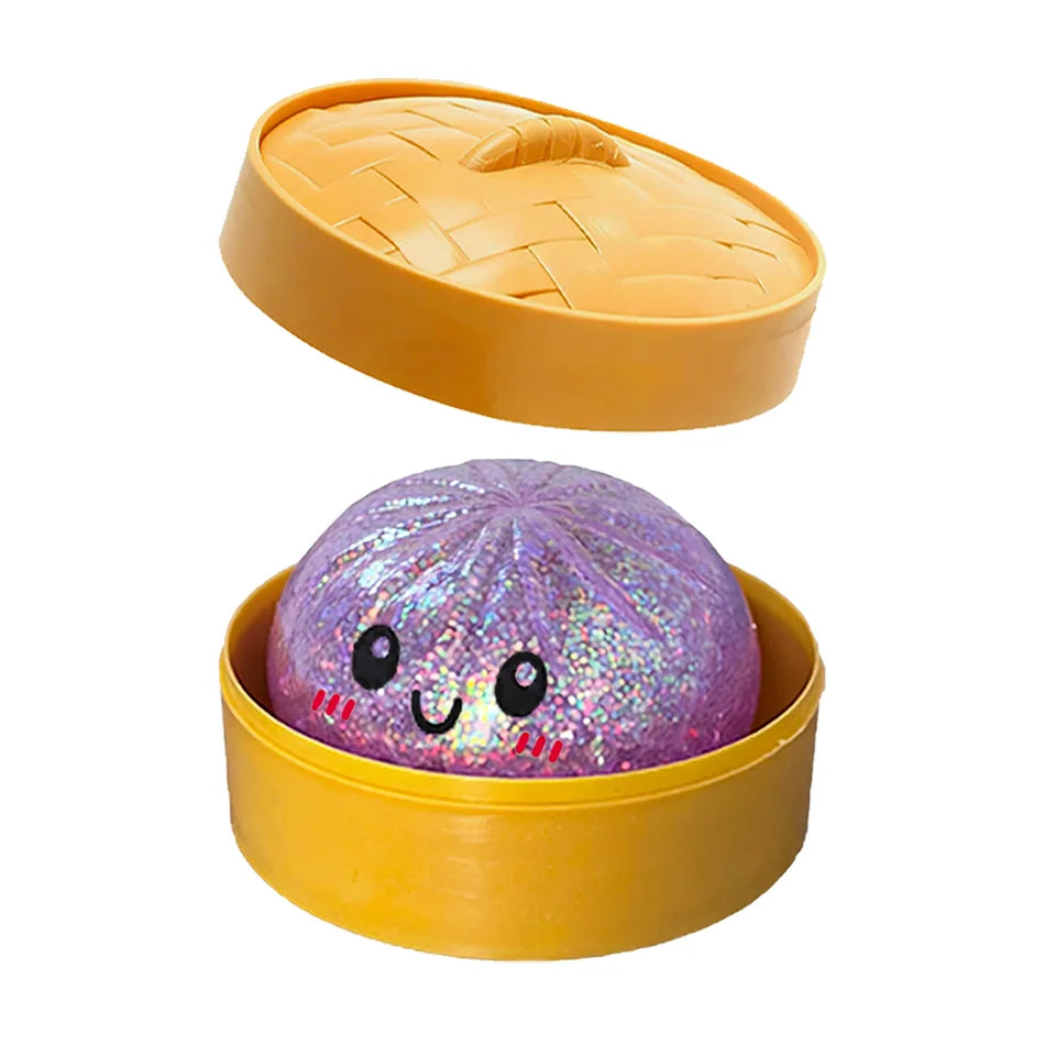 Mystery Glitzer-Dumpling – Überraschungs Squishy in Dampfkorb Fidget Toy