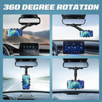FUDUOO Car Phone Holder, Mobile Phone Holder for Rearview Mirrors, 360° Rotatable & Retractable, Multifunctional Automotive Accessories, Suitable for Any Vehicle Model