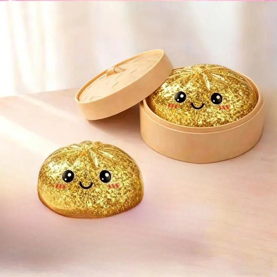 Mystery Glitzer-Dumpling – Überraschungs Squishy in Dampfkorb Fidget Toy