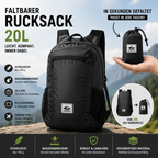 Faltbarer Premium Rucksack 20L – Ultraleicht & Wasserdicht