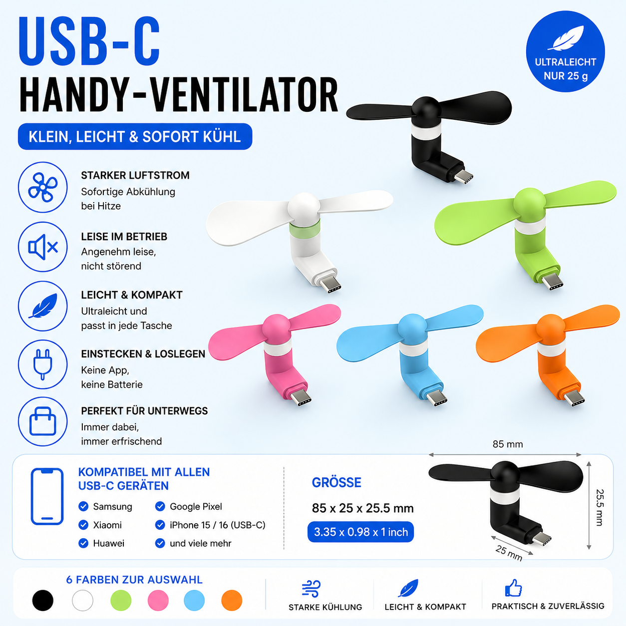 Type C Portable Mobile Phone Cooler Creative Mini Micro Fan for Iphone 16 15 14 for Samsung Xiaomi Huawei Universal Accessories