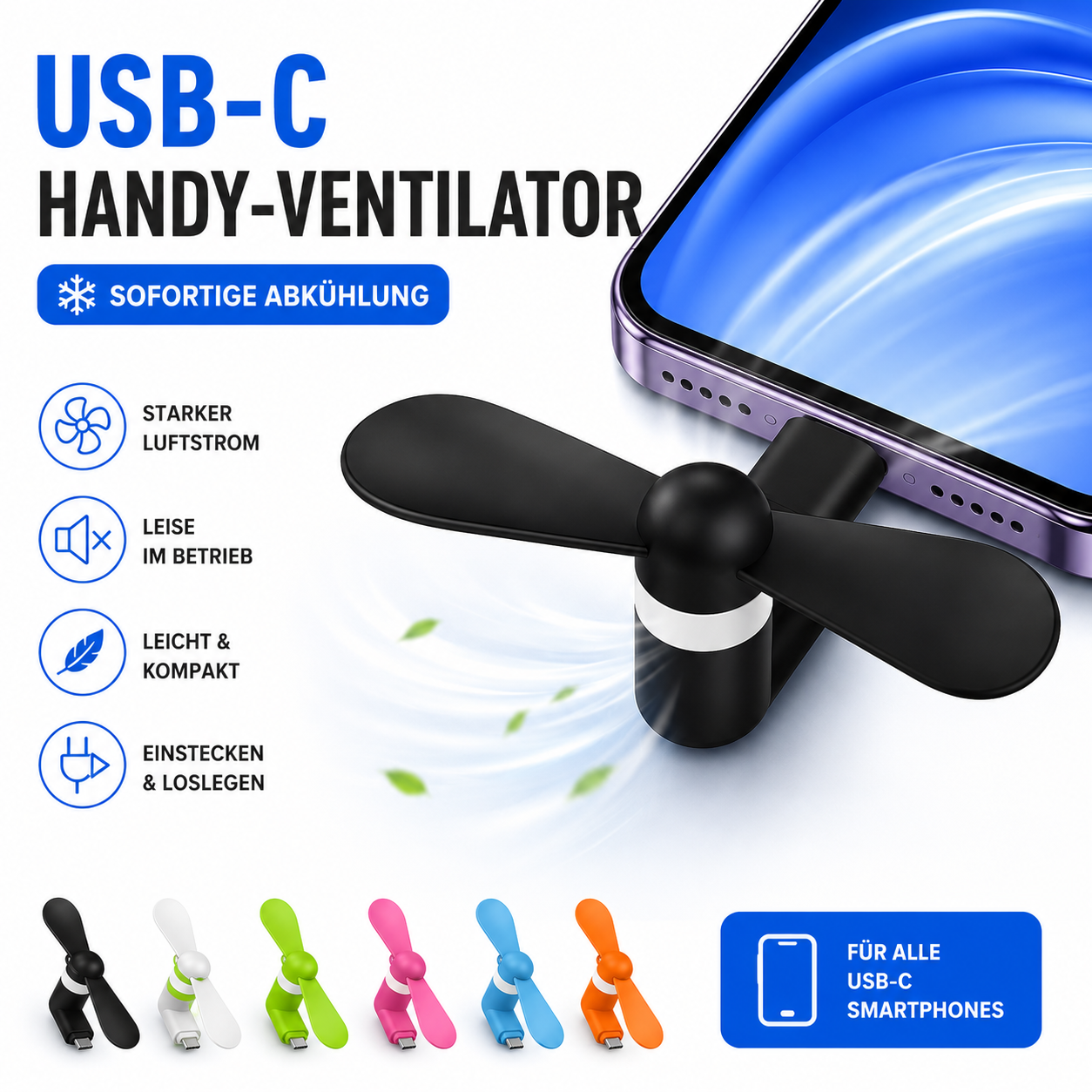 Type C Portable Mobile Phone Cooler Creative Mini Micro Fan for Iphone 16 15 14 for Samsung Xiaomi Huawei Universal Accessories