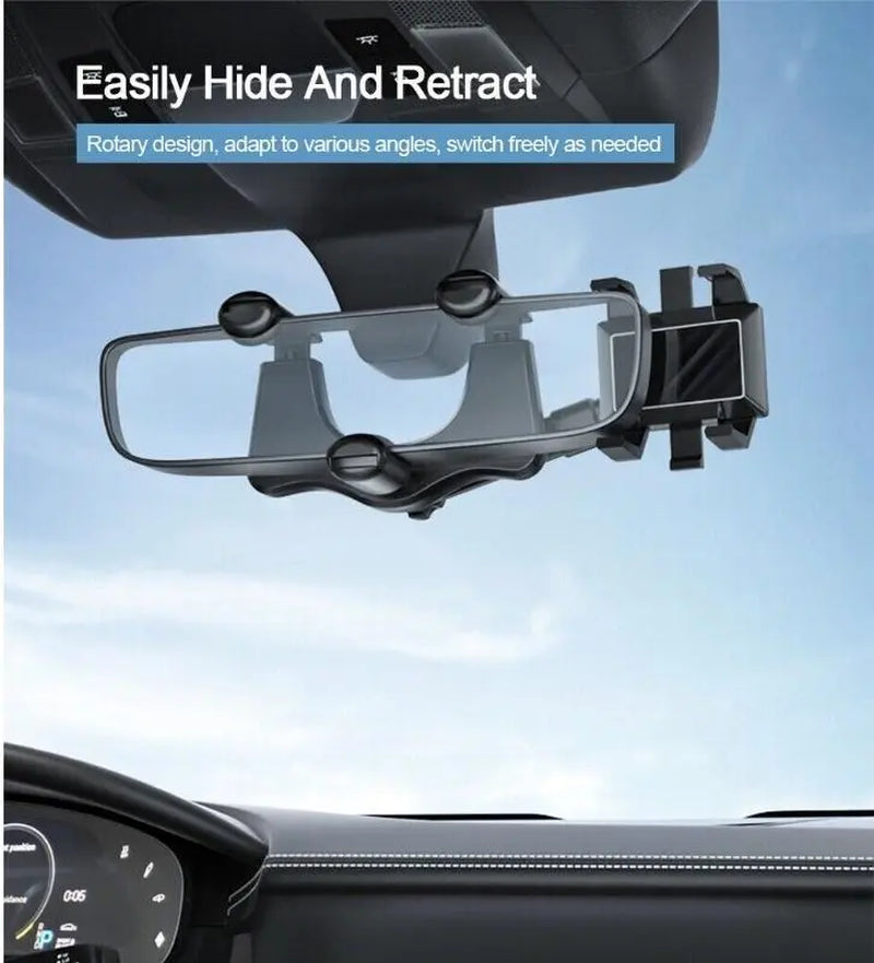 FUDUOO Car Phone Holder, Mobile Phone Holder for Rearview Mirrors, 360° Rotatable & Retractable, Multifunctional Automotive Accessories, Suitable for Any Vehicle Model