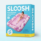 Sloosh-L/Xl Inflatable Tanning Pool Lounge Float with Cup Holder, 70“X46”/85″ X 57″ Extra Large Pool Floats Adult with Pillow, 4 in 1 Suntan Tub Raft Floatie, Sunbathing Bed Lounge for Water Blow up Kids Ball Pit Party Gifts, Inflatable Sofa Summervibes