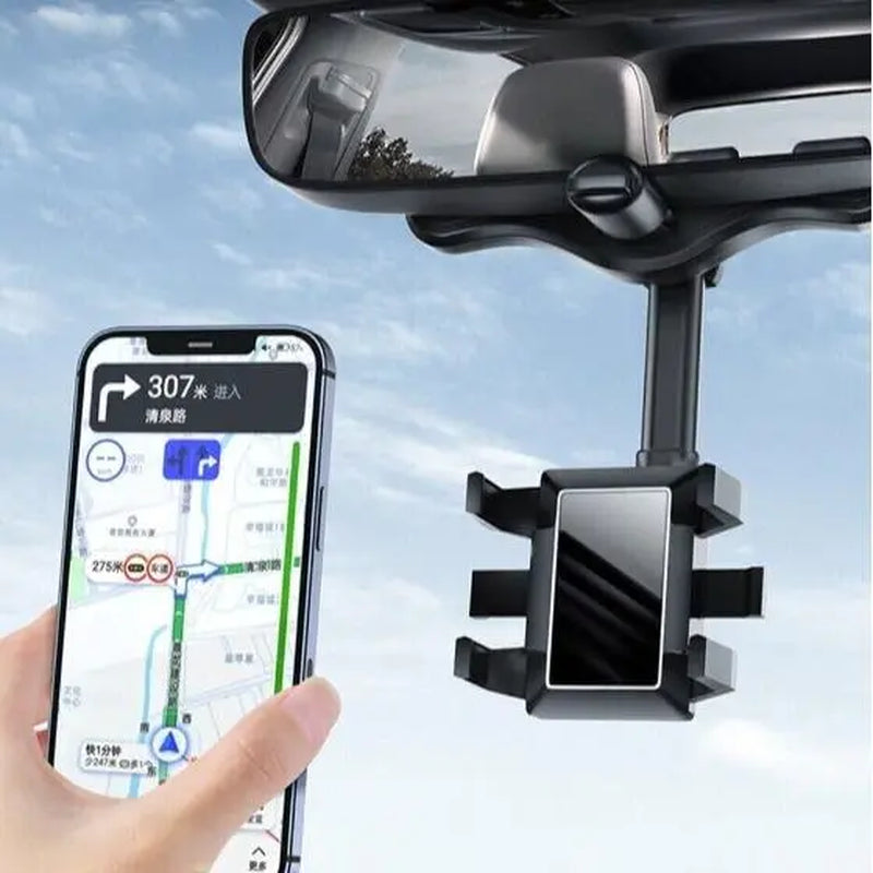 FUDUOO Car Phone Holder, Mobile Phone Holder for Rearview Mirrors, 360° Rotatable & Retractable, Multifunctional Automotive Accessories, Suitable for Any Vehicle Model