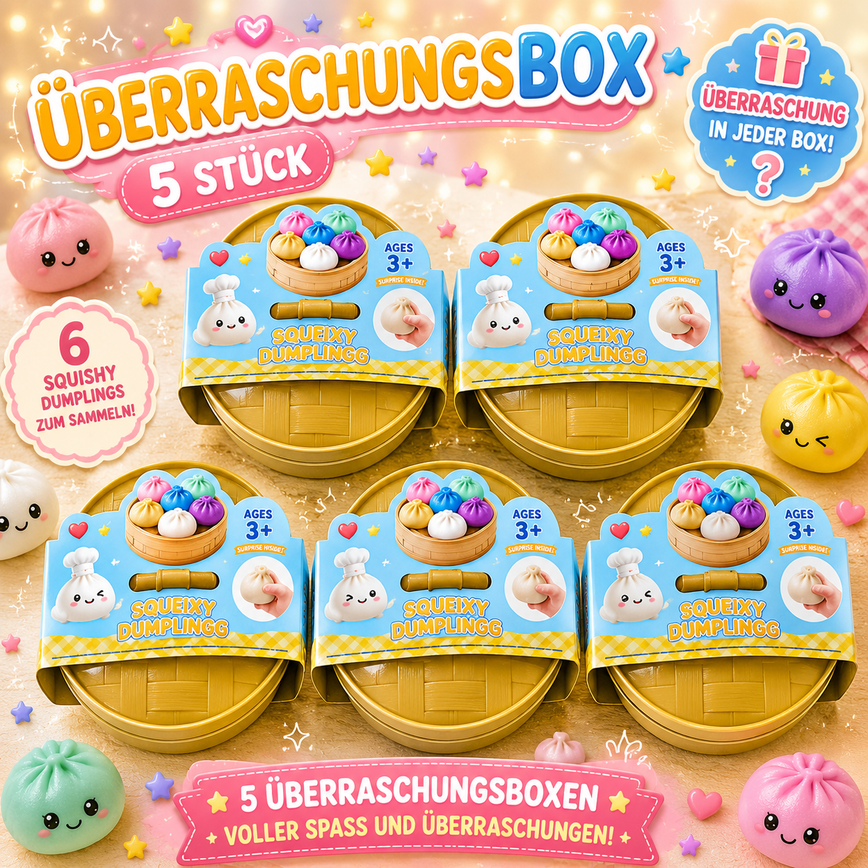 Glitzer Dumpling Überraschungsbox – 6 Farben zum Sammeln!