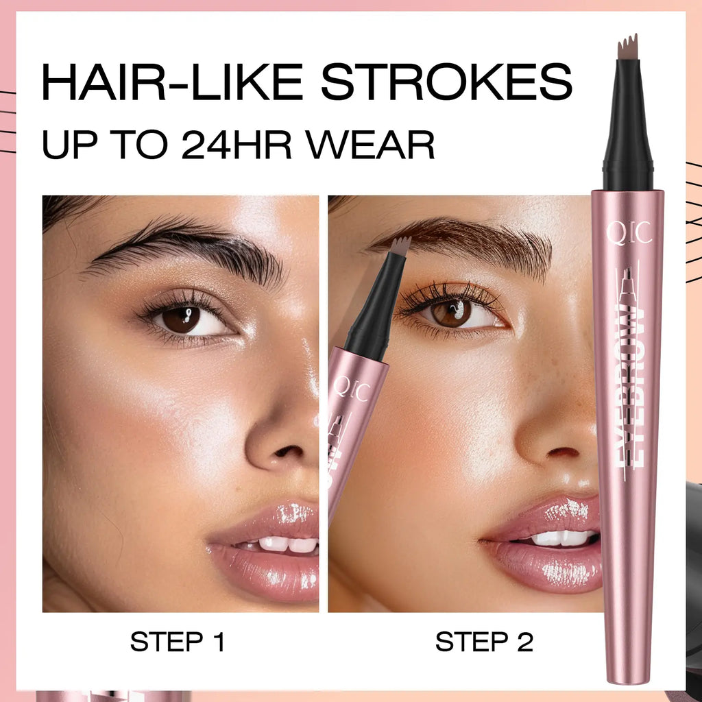 Waterproof Micro-Fork Eyebrow Pencil, Long-Lasting Brow Pen for Natural Hair-Like Strokes, Smudge-Proof Makeup Tool for Daily Use & Soft Glam
