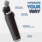 Bottle Buddy - Dual Function Lid Water Bottle - Stainless Steel - Double Wall Insulated