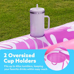 Sloosh-L/Xl Inflatable Tanning Pool Lounge Float with Cup Holder, 70“X46”/85″ X 57″ Extra Large Pool Floats Adult with Pillow, 4 in 1 Suntan Tub Raft Floatie, Sunbathing Bed Lounge for Water Blow up Kids Ball Pit Party Gifts, Inflatable Sofa Summervibes