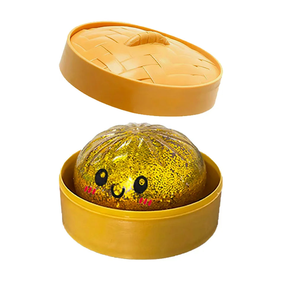 Mystery Glitzer-Dumpling – Überraschungs Squishy in Dampfkorb Fidget Toy