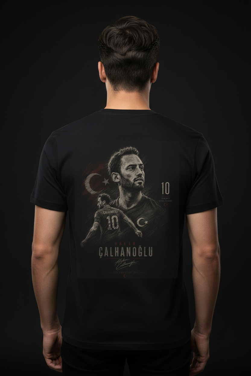 Hakan Calhanoglu Gold Edition Organic Shirt Men Männer Schwarz