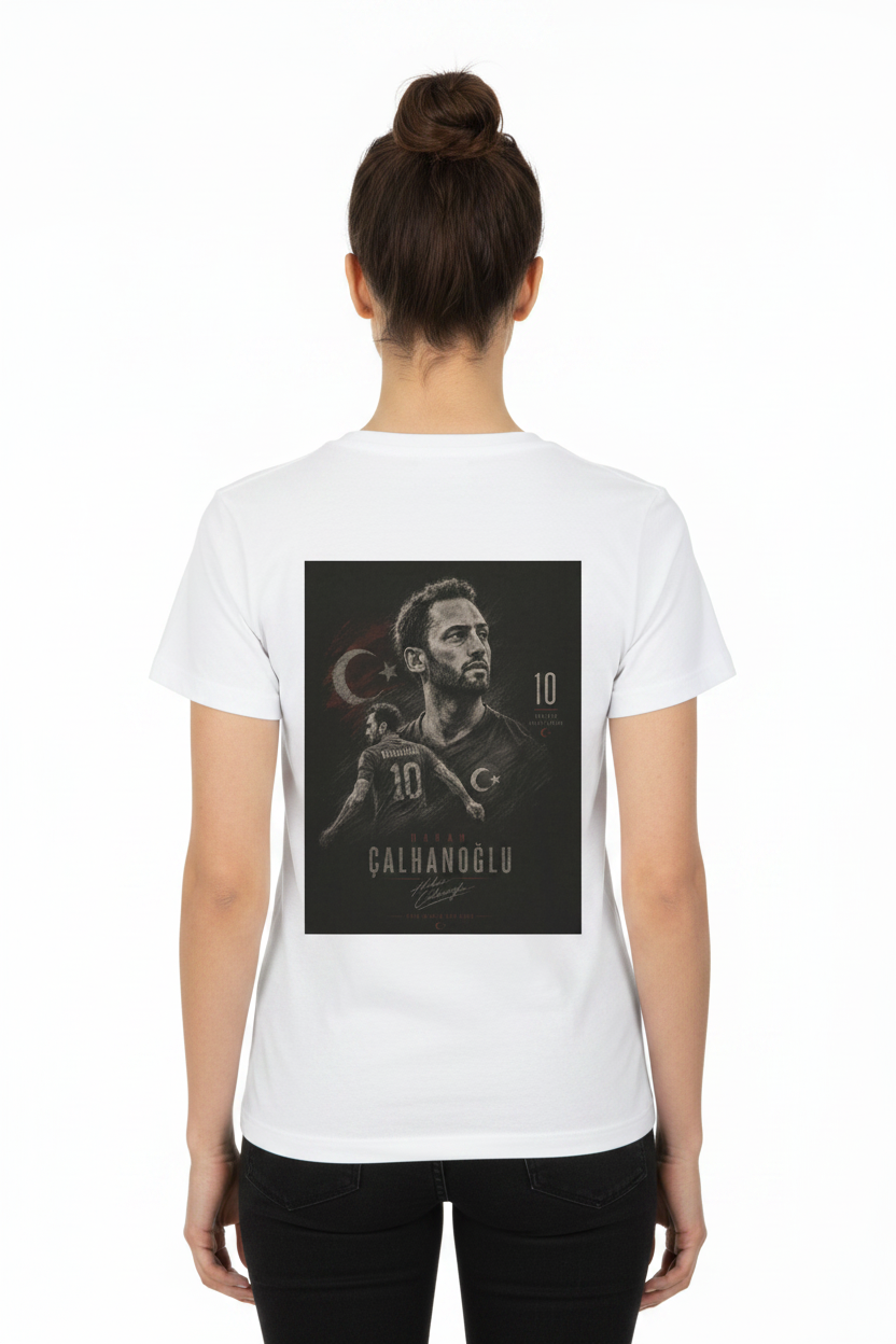 Hakan Calhanoglu Red Edition Organic Shirt Women Damen Weiß