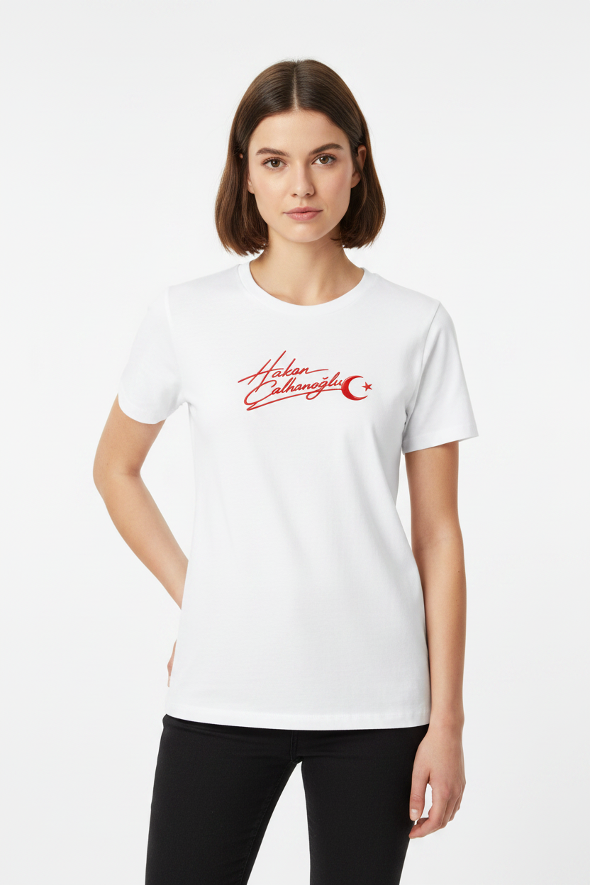 Hakan Calhanoglu Red Edition Organic Shirt Women Damen Weiß